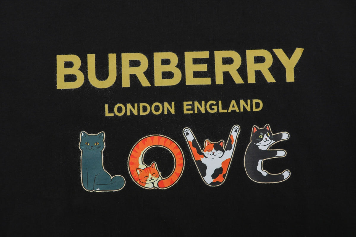 Burberry LOVE Cat Print Short Sleeve T-Shirt – Black