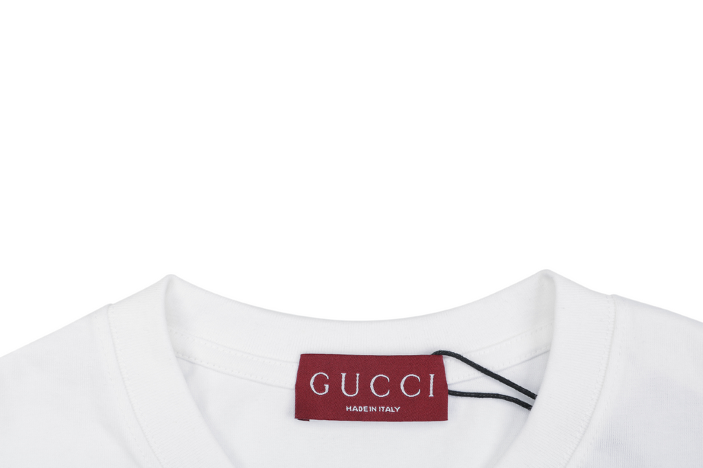 Gucci Mushroom Hat Dog Print Short Sleeve T-Shirt – White