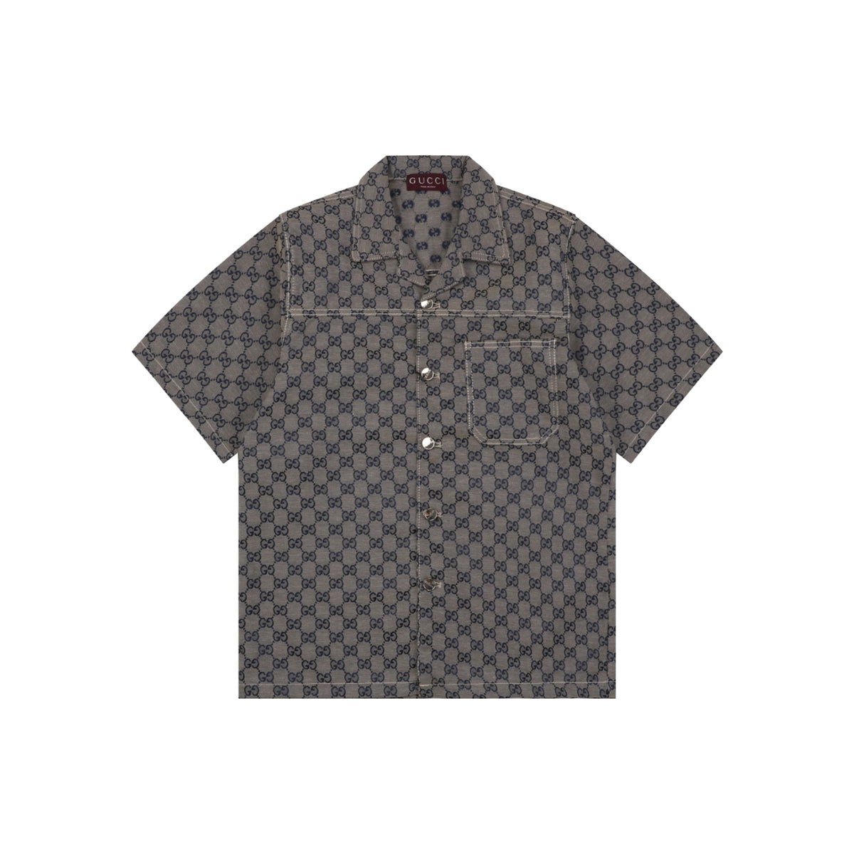 Gucci All-Over GG Monogram Short Sleeve Shirt – Grey