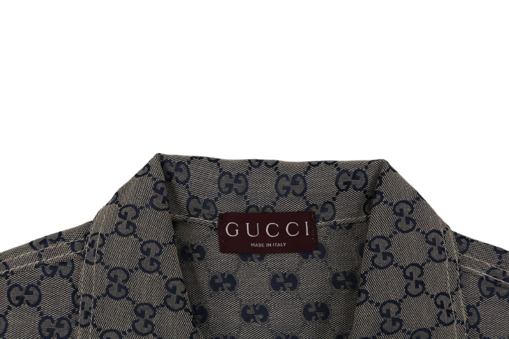 Gucci All-Over GG Monogram Short Sleeve Shirt – Grey