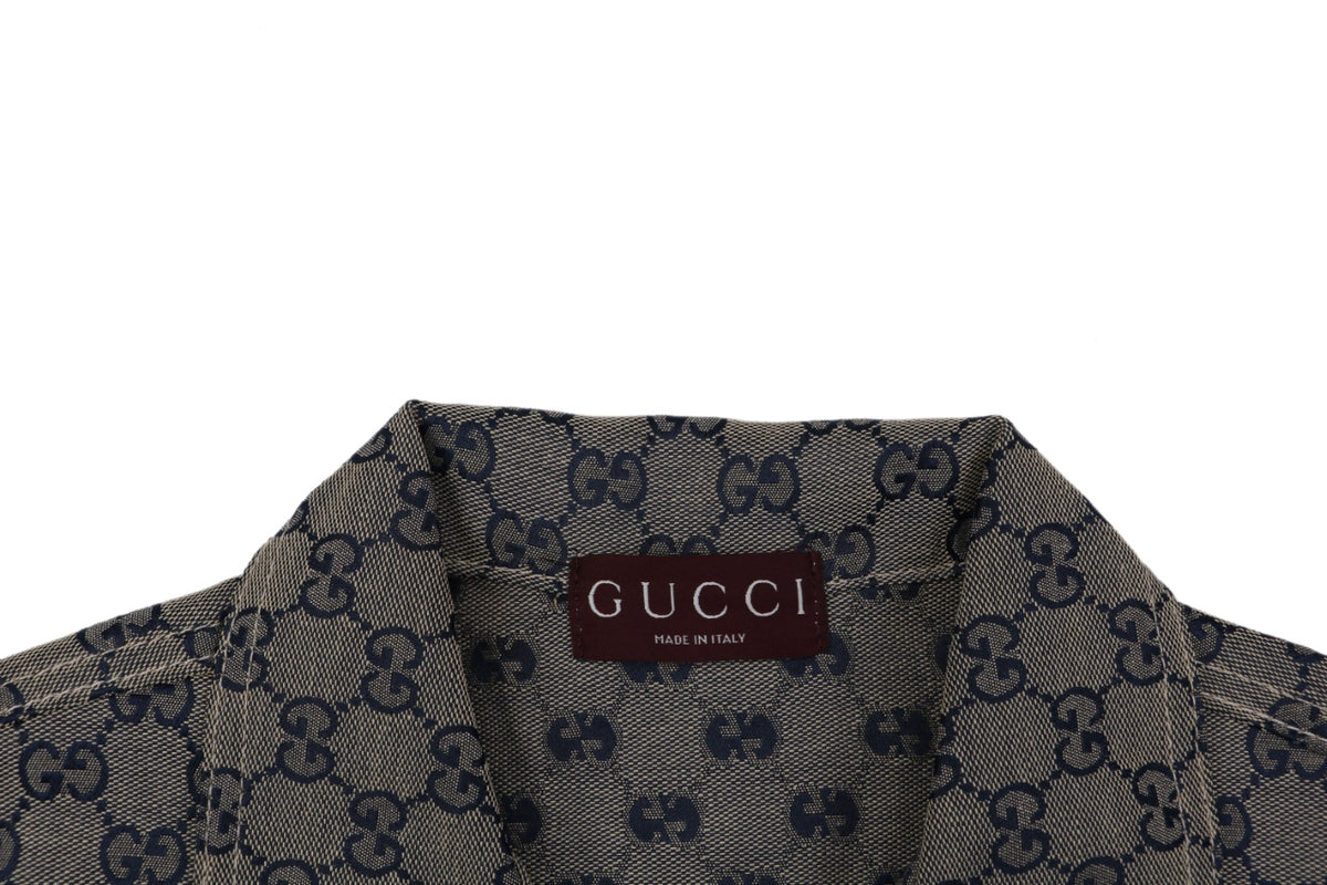 Gucci All-Over GG Monogram Short Sleeve Shirt – Grey