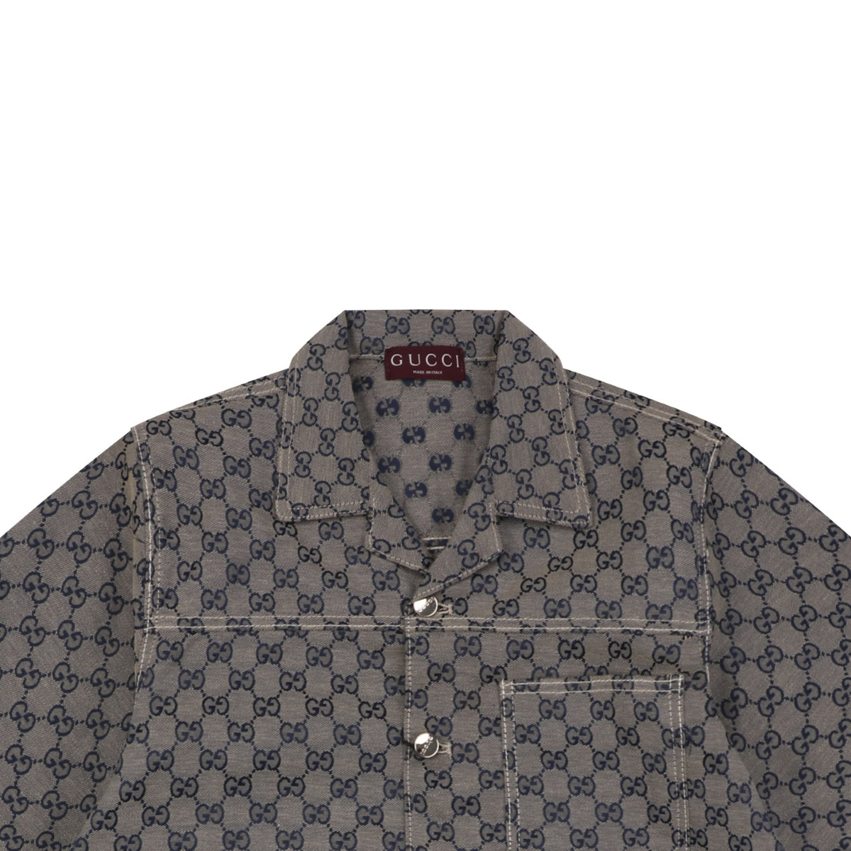 Gucci All-Over GG Monogram Short Sleeve Shirt – Grey