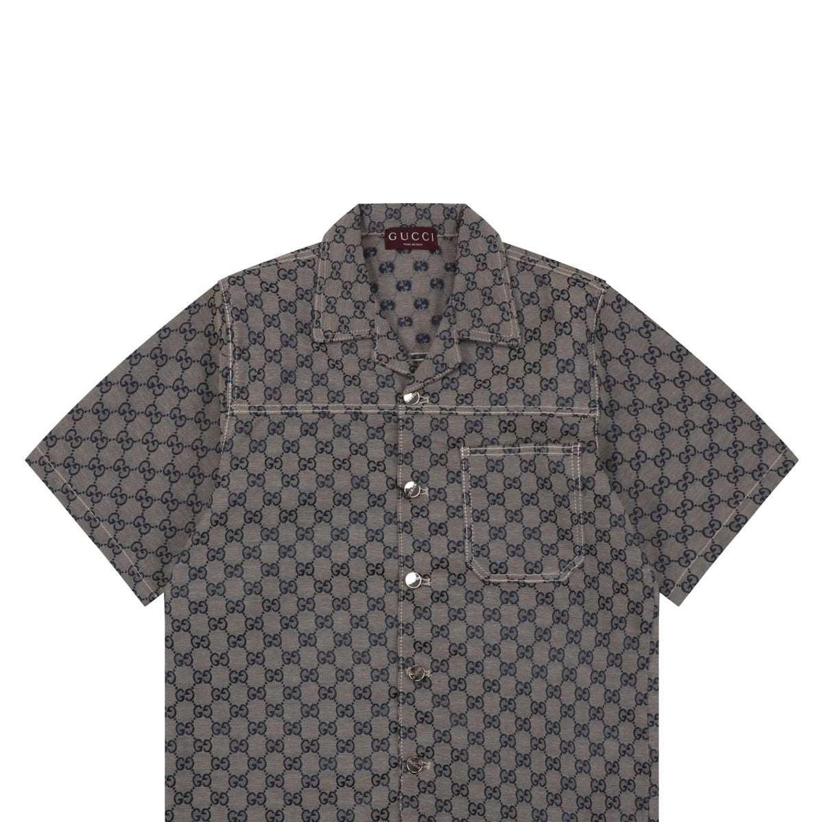 Gucci All-Over GG Monogram Short Sleeve Shirt – Grey