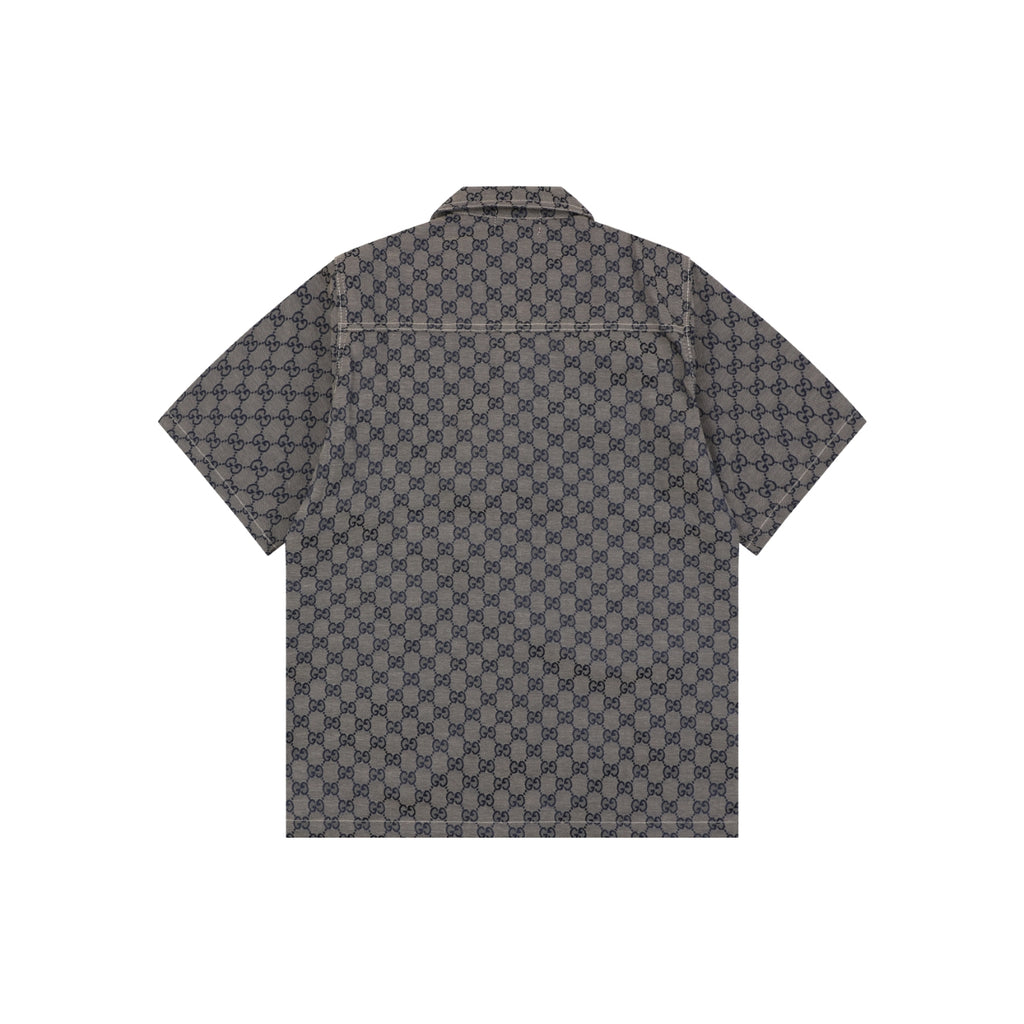 Gucci All-Over GG Monogram Short Sleeve Shirt – Grey