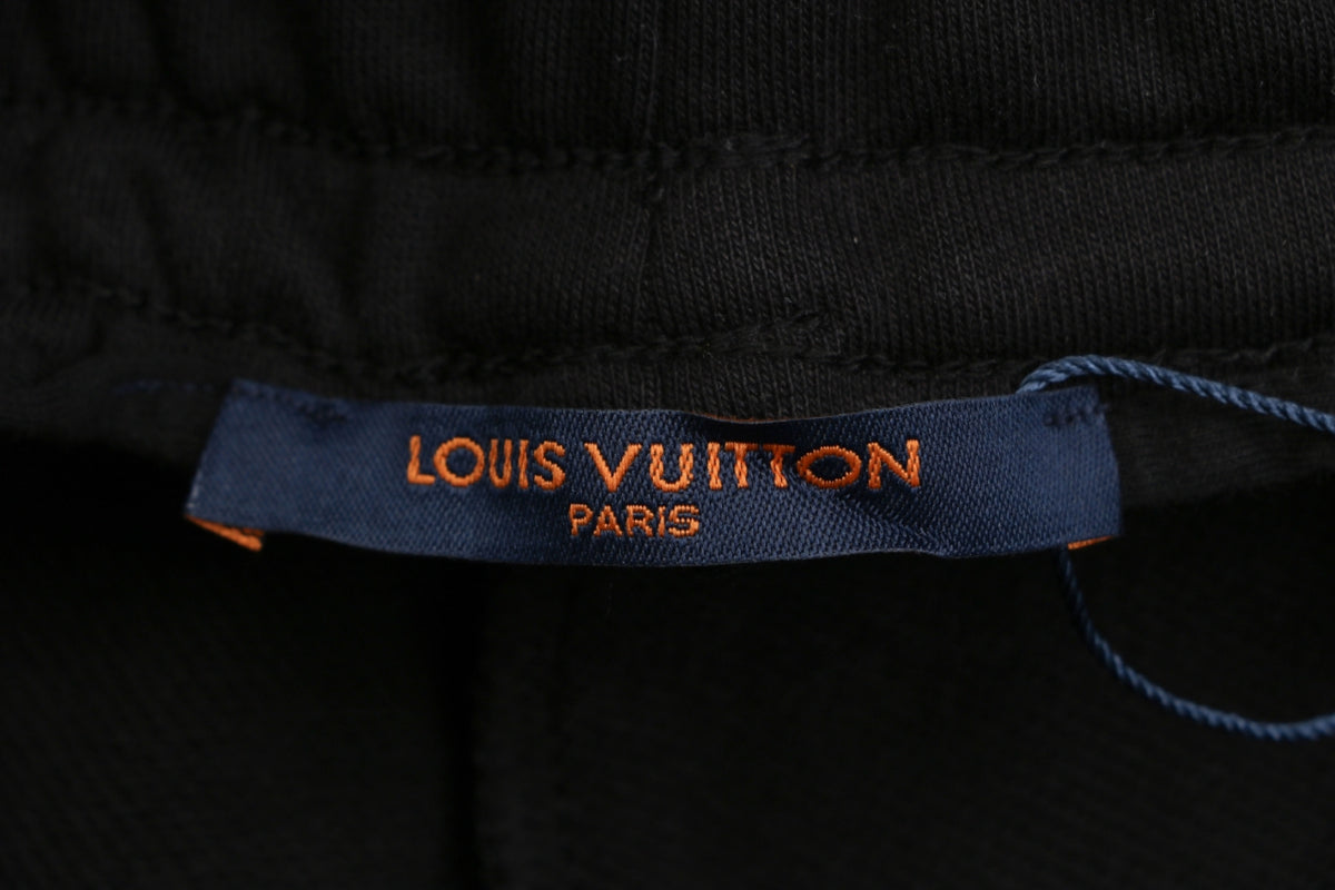 Louis Vuitton Blue & Yellow Scattered Monogram Embroidered Shorts – Black