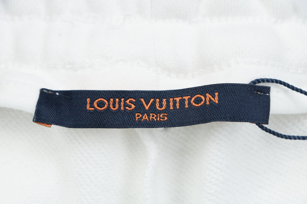 Louis Vuitton Blue & Yellow Scattered Monogram Embroidered Shorts – White