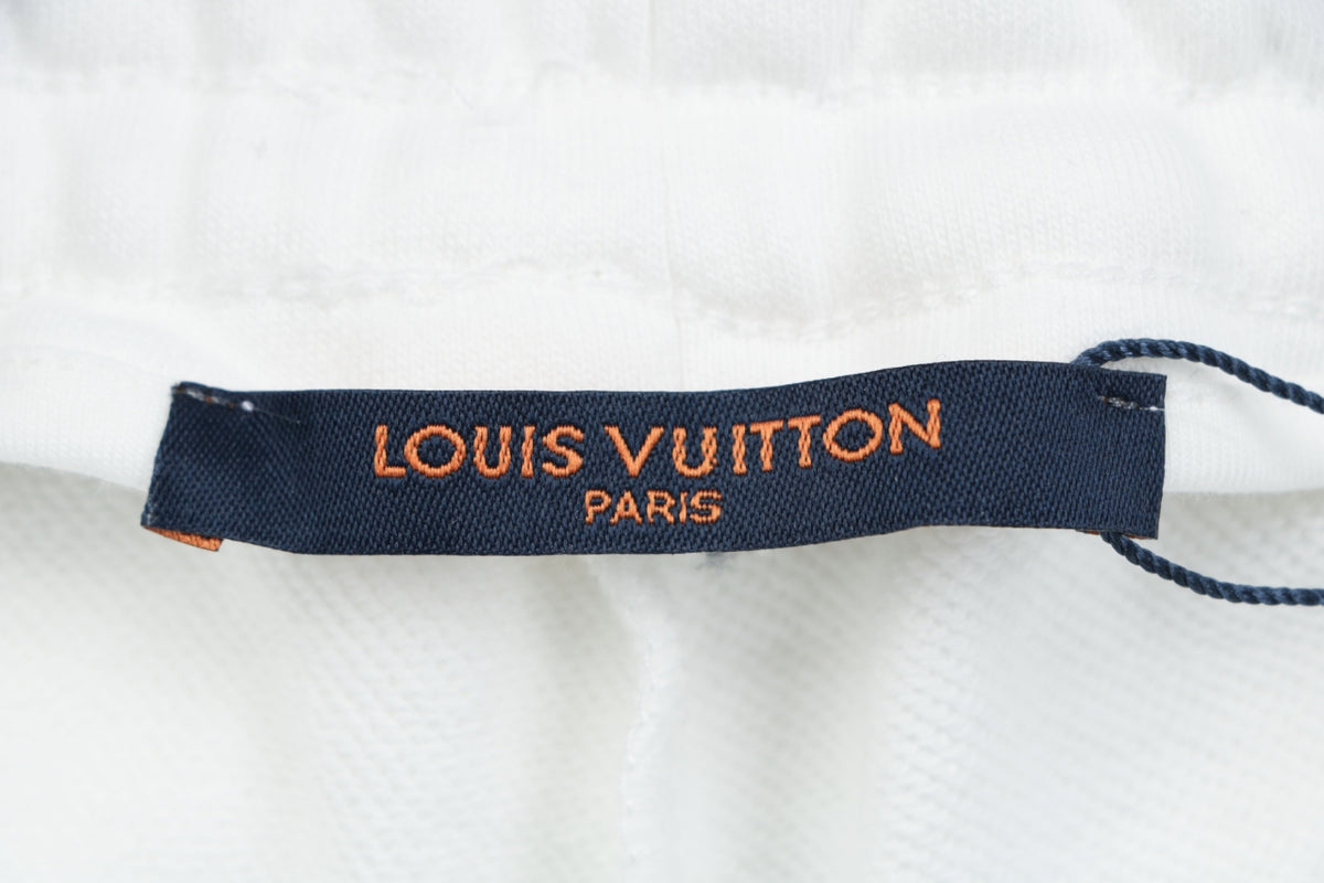 Louis Vuitton Blue & Yellow Scattered Monogram Embroidered Shorts – White