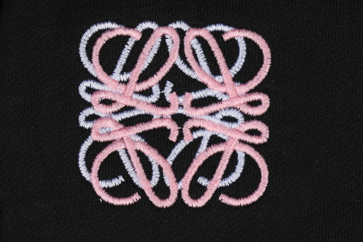 Loewe Overlapping Pink Letter Embroidered Shorts – Black