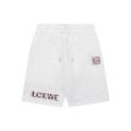 Loewe Overlapping Pink Letter Embroidered Shorts – White