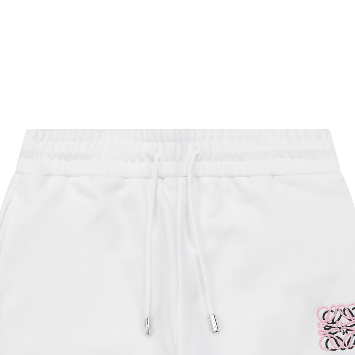 Loewe Overlapping Pink Letter Embroidered Shorts – White
