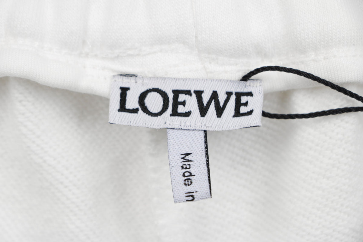 Loewe Overlapping Pink Letter Embroidered Shorts – White