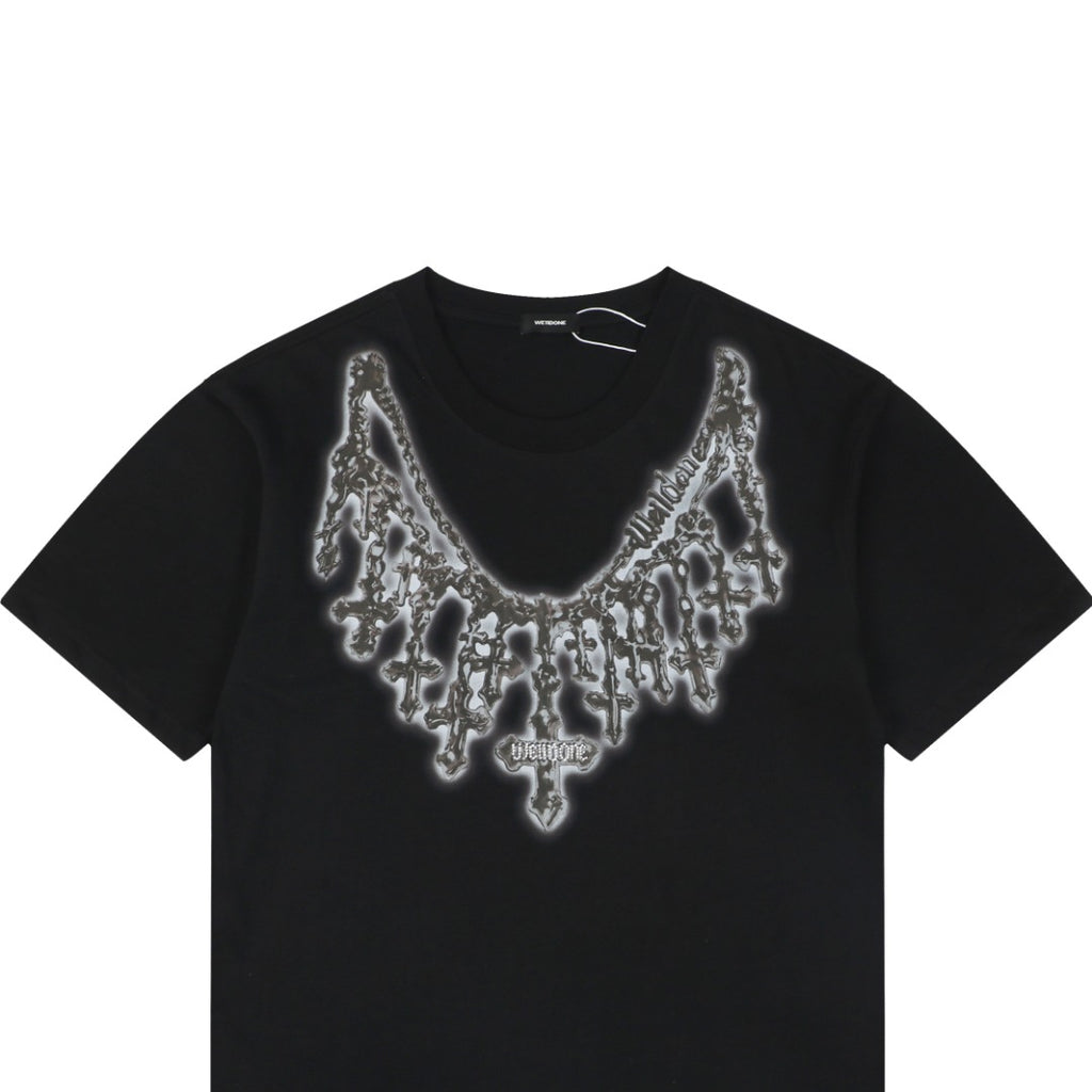 We11done Cross Chain Print Tee – Black