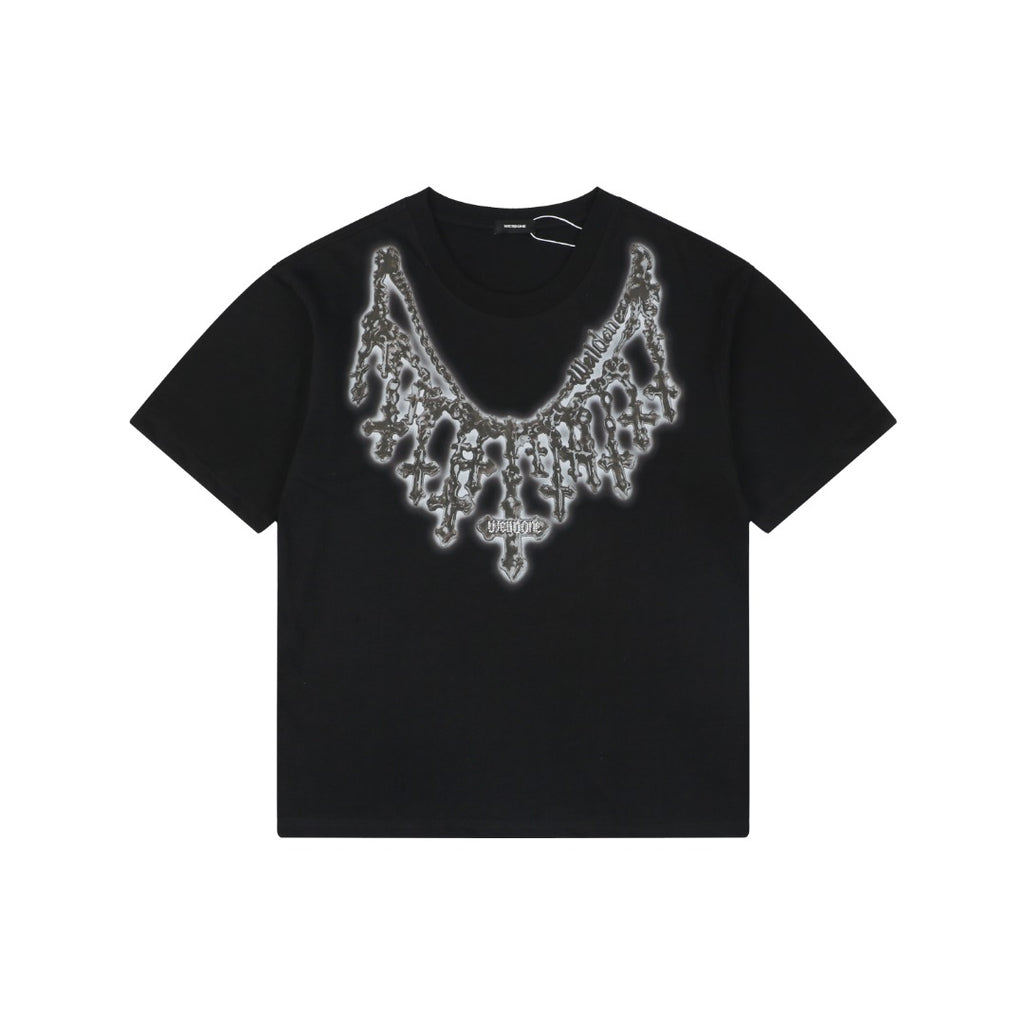 We11done Cross Chain Print Tee – Black