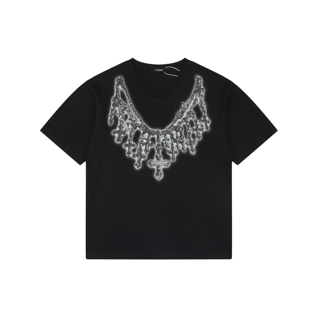 We11done Cross Chain Print Tee – Black