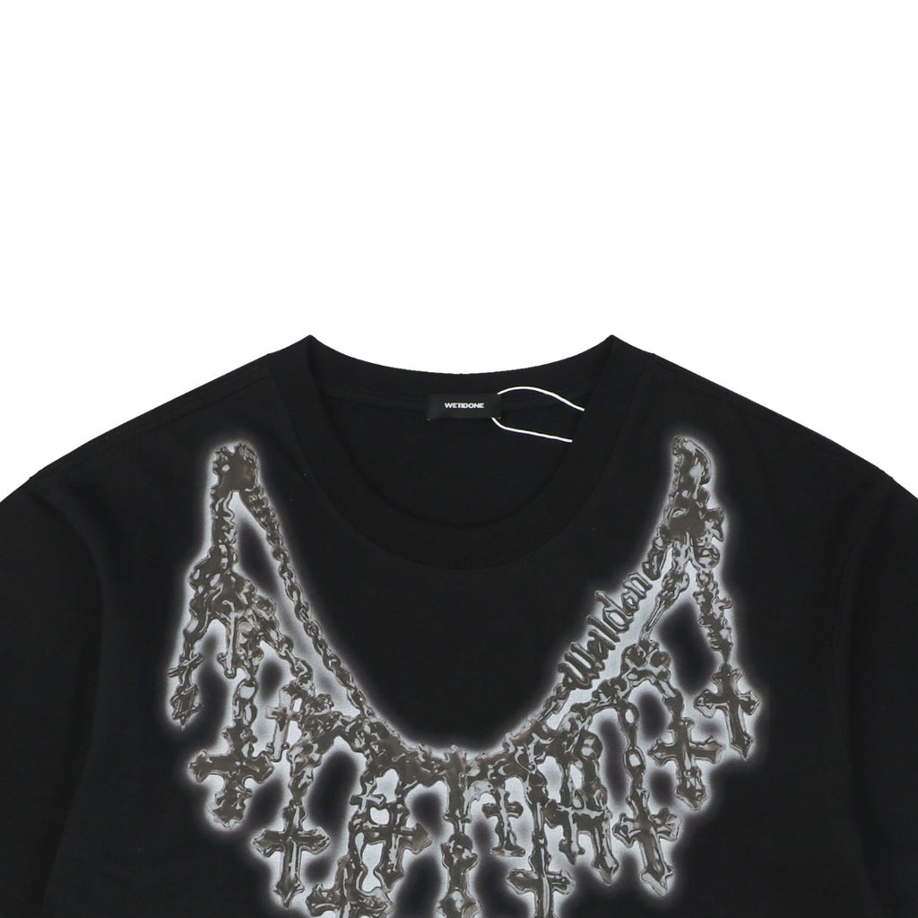 We11done Cross Chain Print Tee – Black