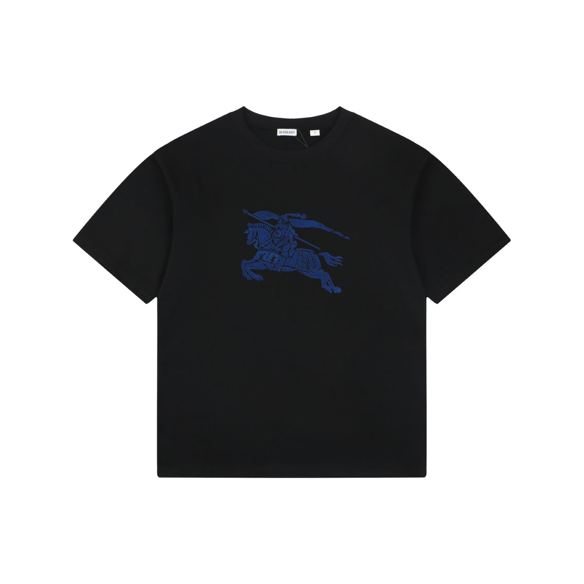 Burberry Blue Equestrian Knight Toothbrush Embroidered Tee – Black