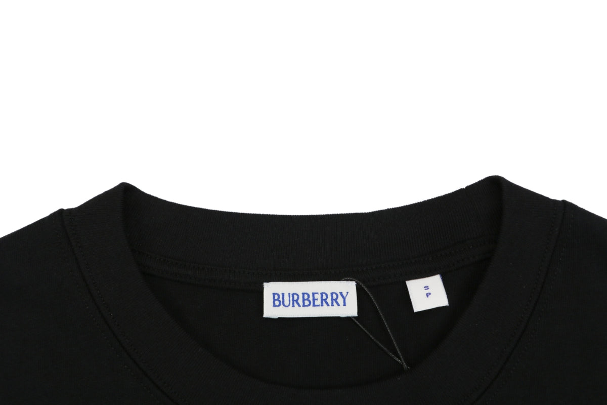 Burberry Blue Equestrian Knight Toothbrush Embroidered Tee – Black