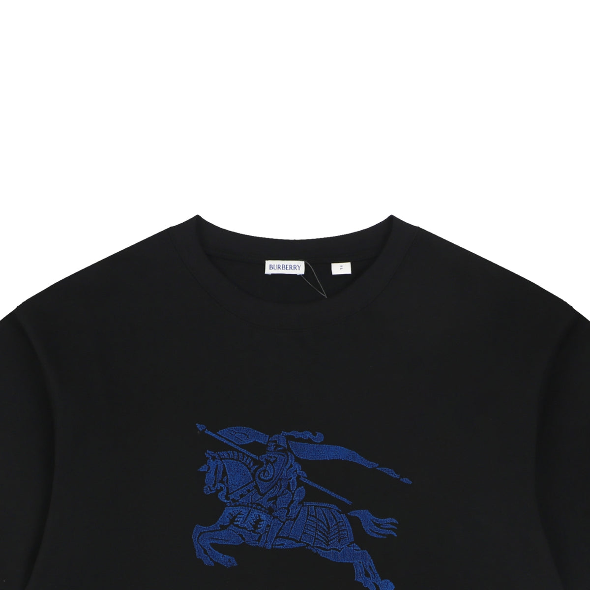 Burberry Blue Equestrian Knight Toothbrush Embroidered Tee – Black