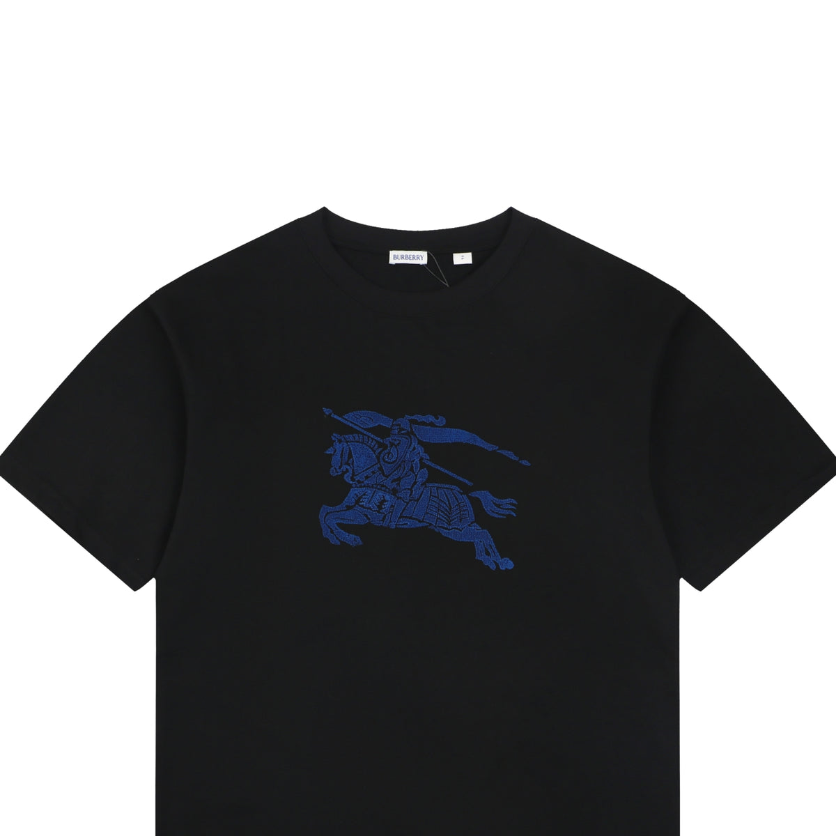 Burberry Blue Equestrian Knight Toothbrush Embroidered Tee – Black