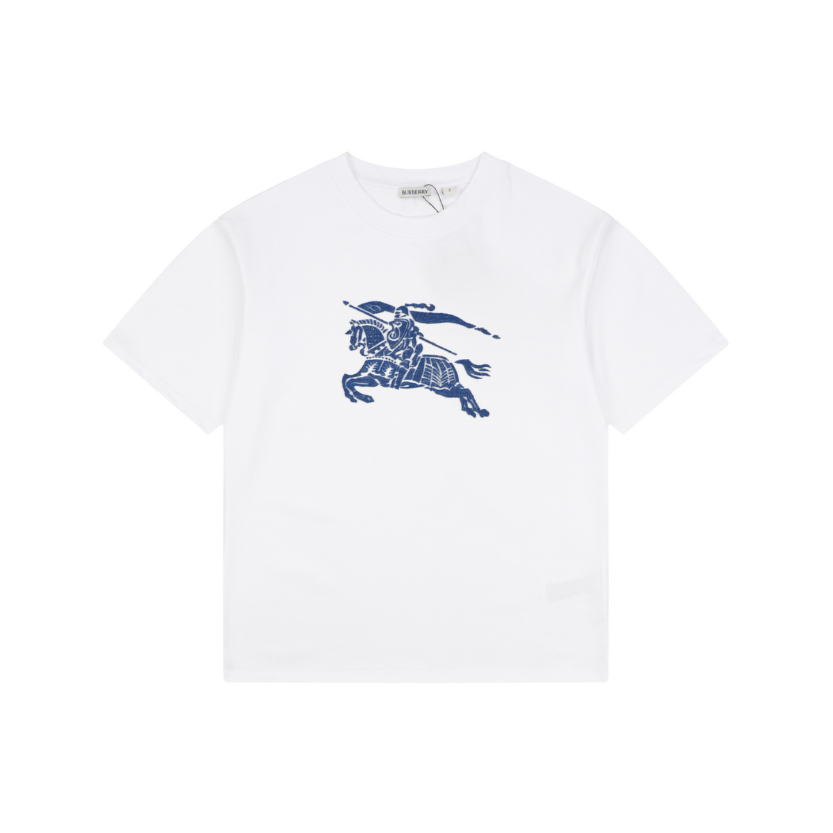 Burberry Blue Equestrian Knight Toothbrush Embroidered Tee – White