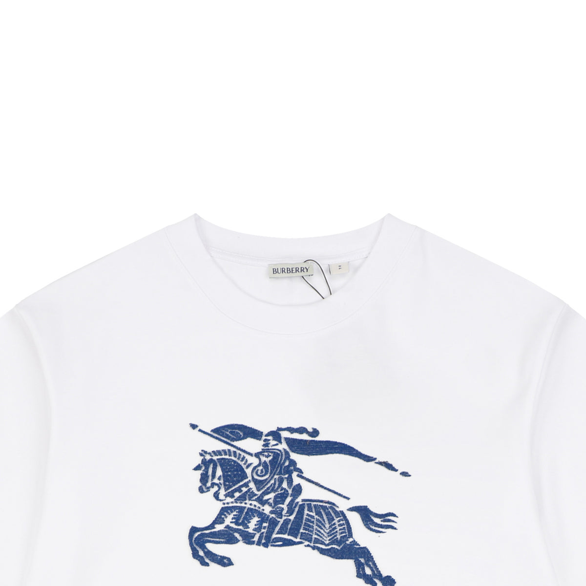 Burberry Blue Equestrian Knight Toothbrush Embroidered Tee – White