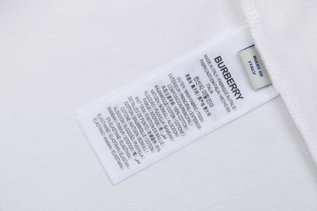 Burberry Blue Equestrian Knight Toothbrush Embroidered Tee – White