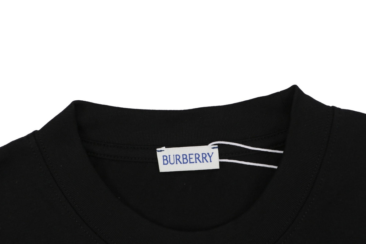Burberry Phantom Equestrian Knight Overlapping Print Tee – Black