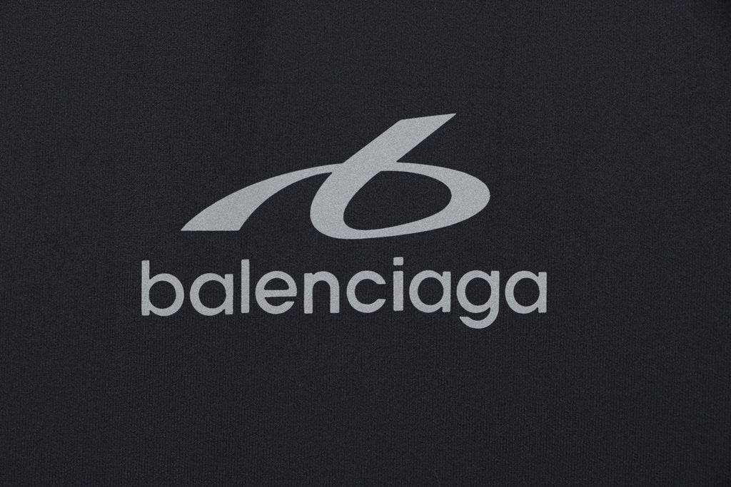 Balenciaga Reflective Ring Logo Quick-Dry Faux Two-Piece Long Sleeve – Black