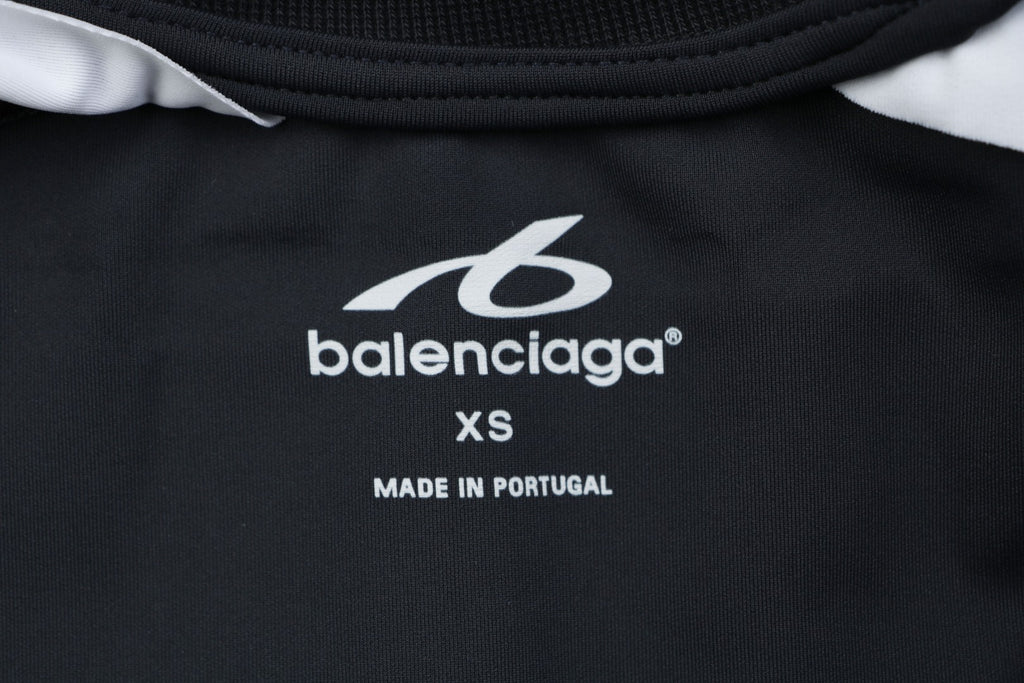 Balenciaga Reflective Ring Logo Quick-Dry Faux Two-Piece Long Sleeve – Black