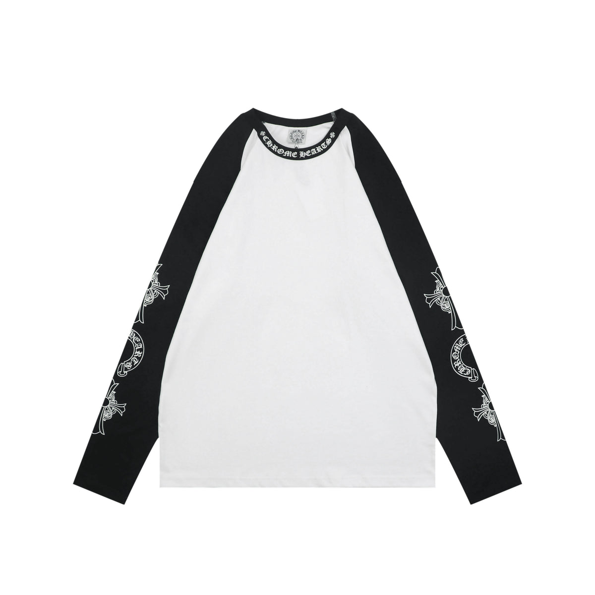 Chrome Hearts Sanskrit Collar Colorblock Raglan Long Sleeve – White/Black