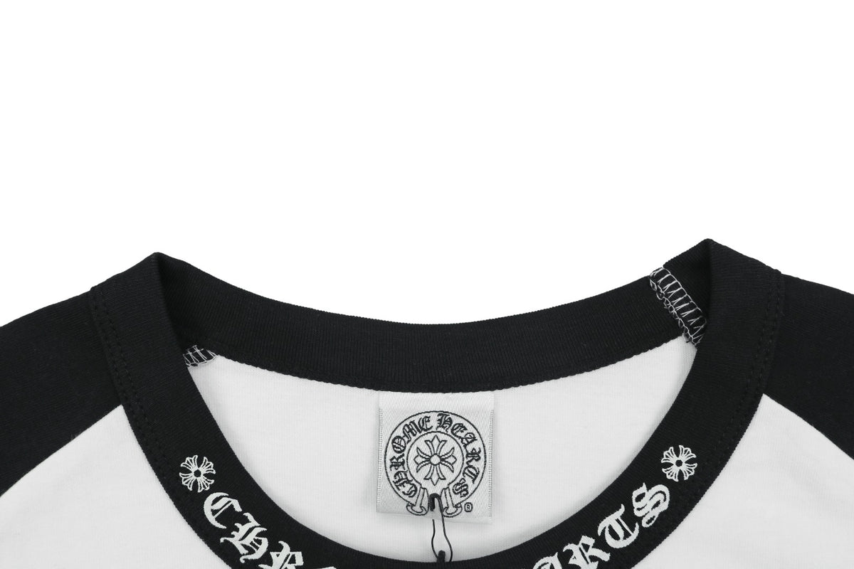 Chrome Hearts Sanskrit Collar Colorblock Raglan Long Sleeve – White/Black