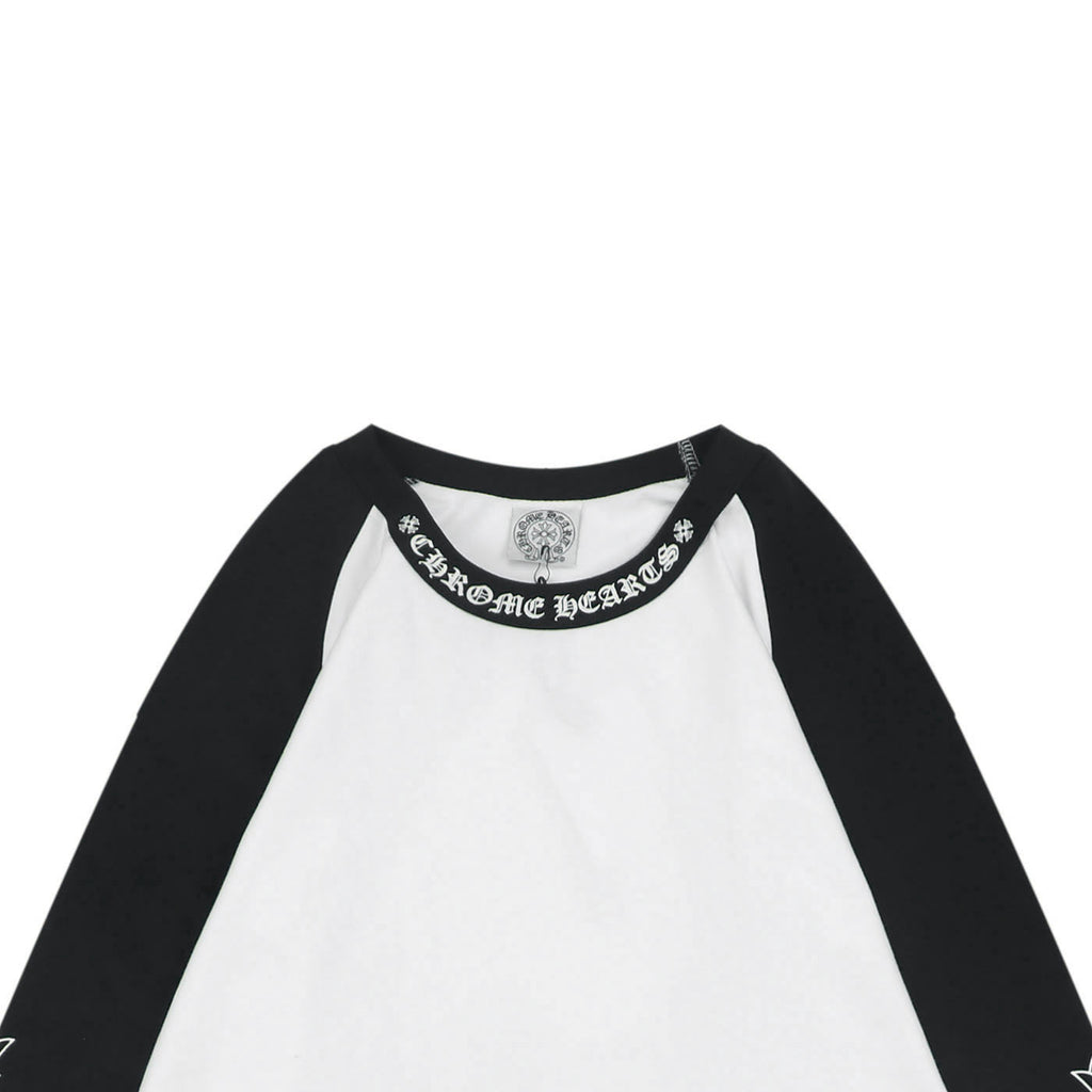 Chrome Hearts Sanskrit Collar Colorblock Raglan Long Sleeve – White/Black