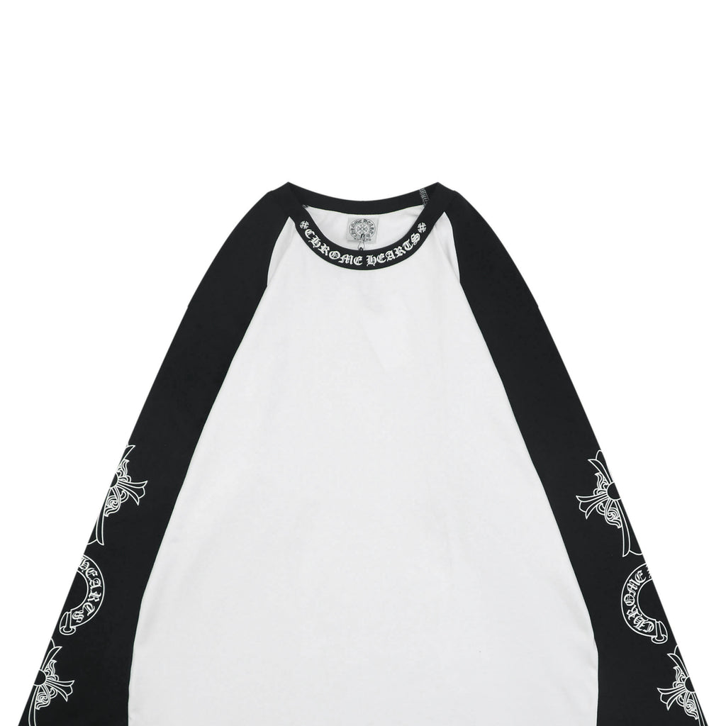 Chrome Hearts Sanskrit Collar Colorblock Raglan Long Sleeve – White/Black