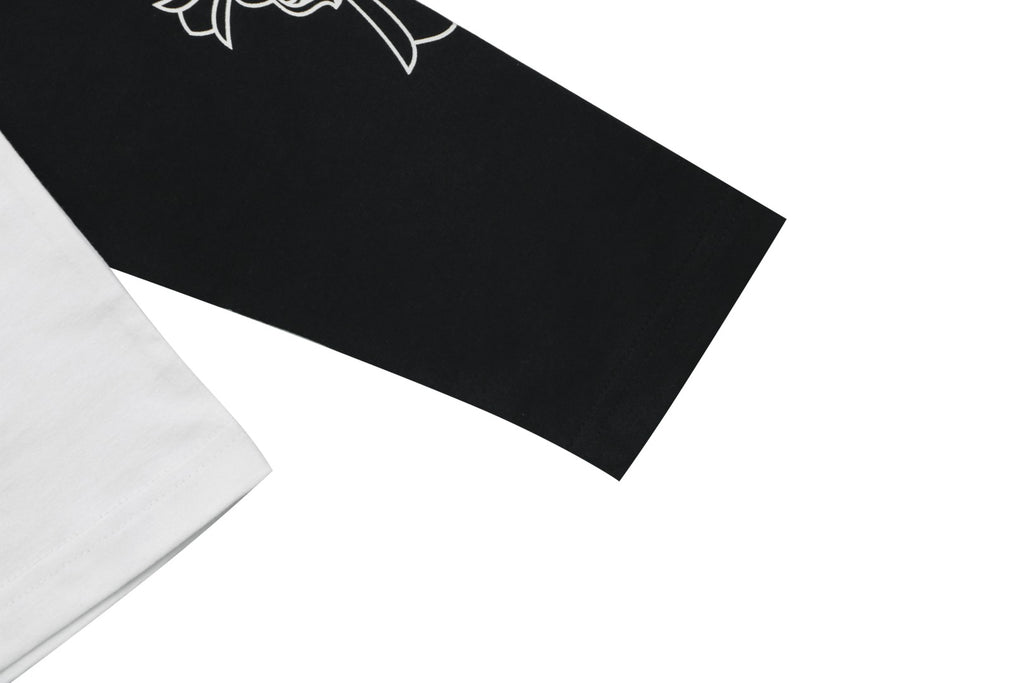 Chrome Hearts Sanskrit Collar Colorblock Raglan Long Sleeve – White/Black