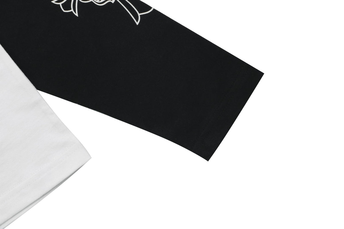 Chrome Hearts Sanskrit Collar Colorblock Raglan Long Sleeve – White/Black