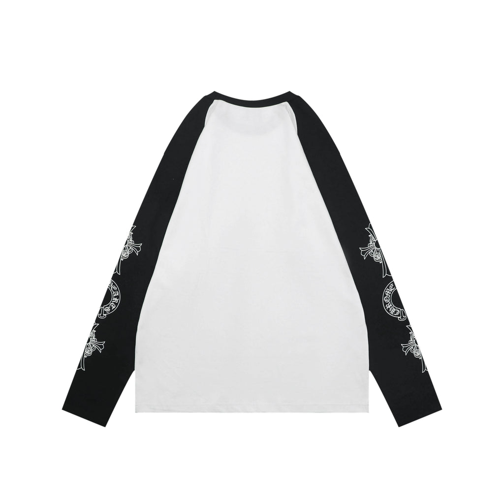 Chrome Hearts Sanskrit Collar Colorblock Raglan Long Sleeve – White/Black