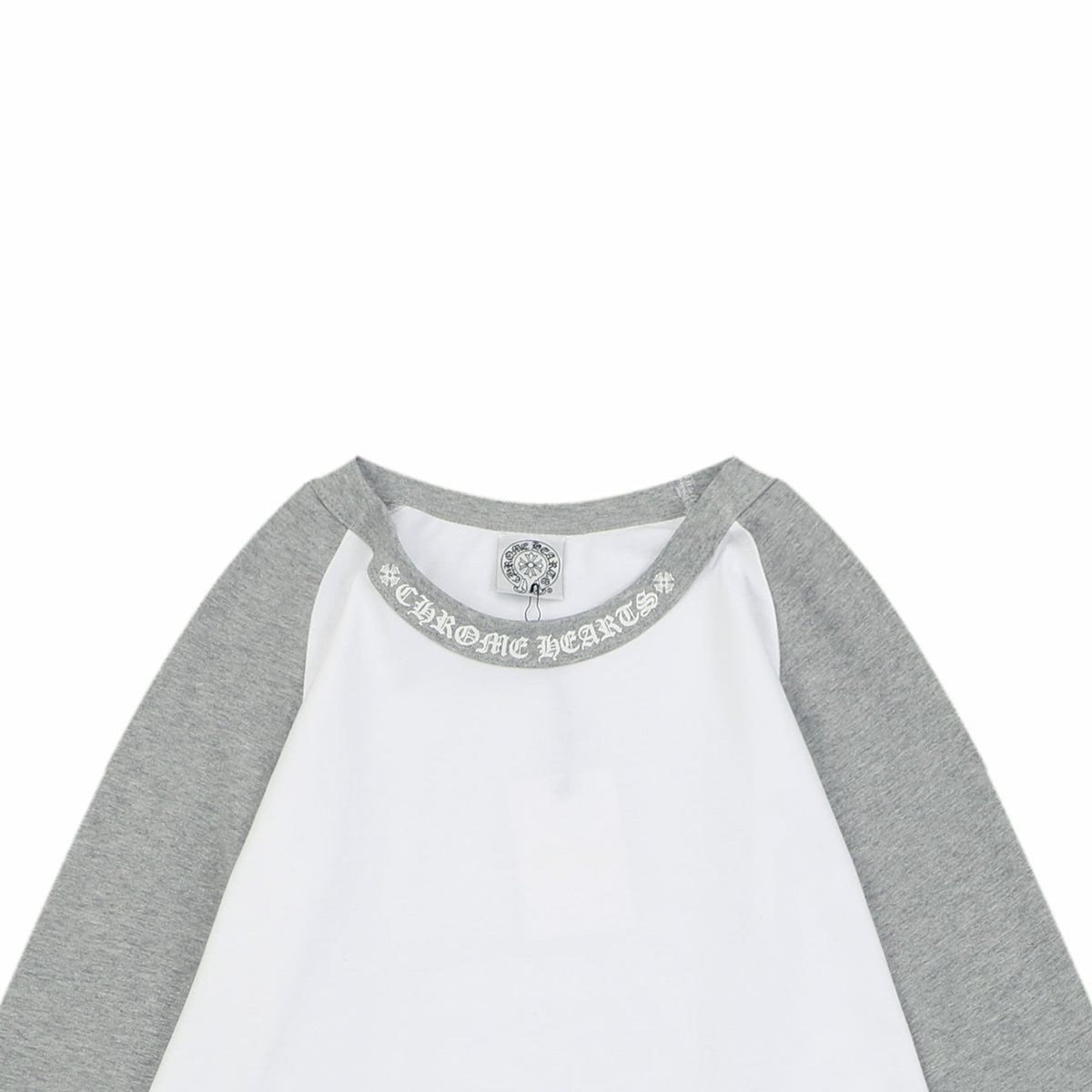 Chrome Hearts Sanskrit Collar Colorblock Raglan Long Sleeve – White/Grey
