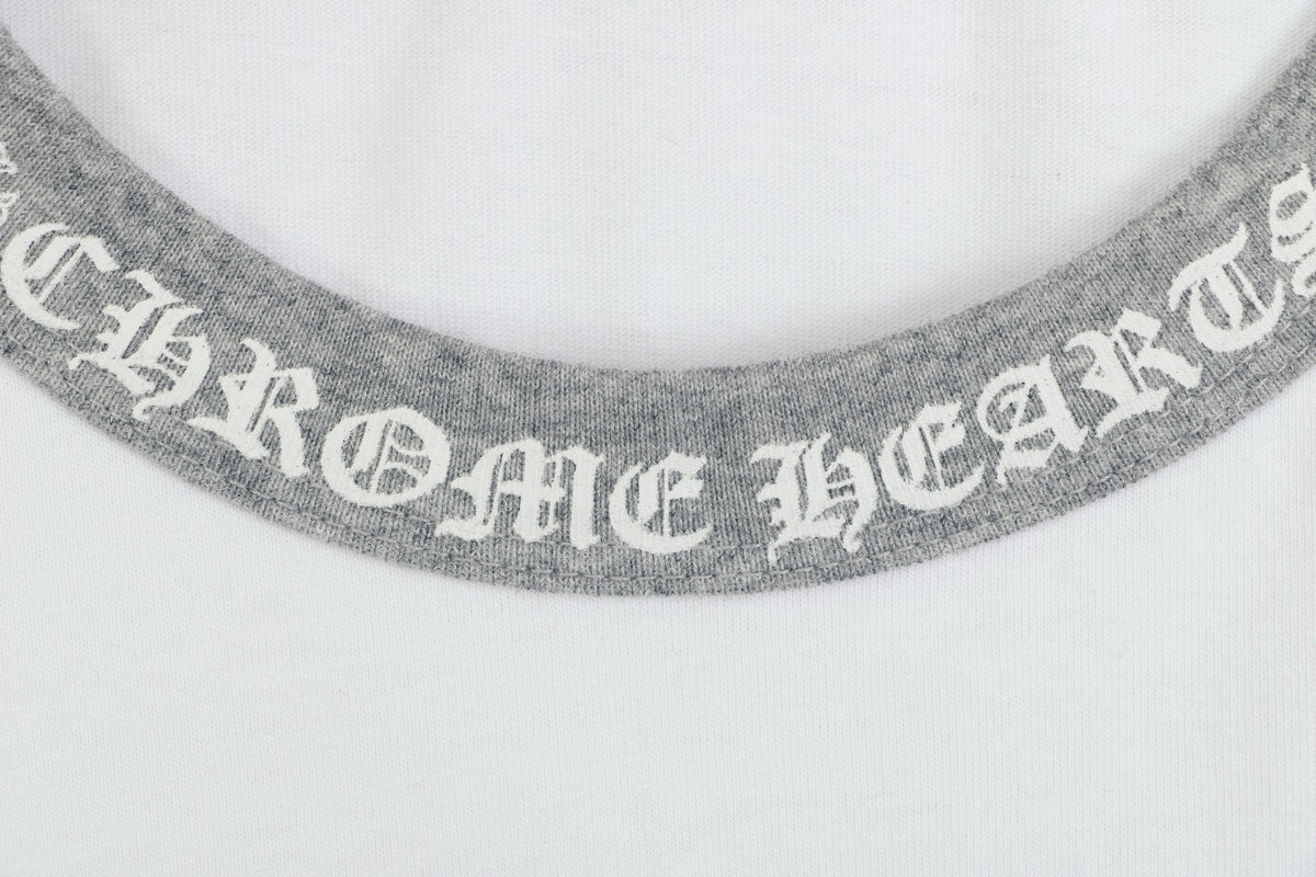 Chrome Hearts Sanskrit Collar Colorblock Raglan Long Sleeve – White/Grey