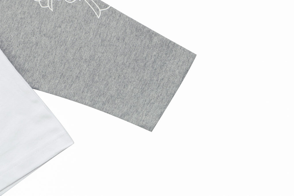 Chrome Hearts Sanskrit Collar Colorblock Raglan Long Sleeve – White/Grey