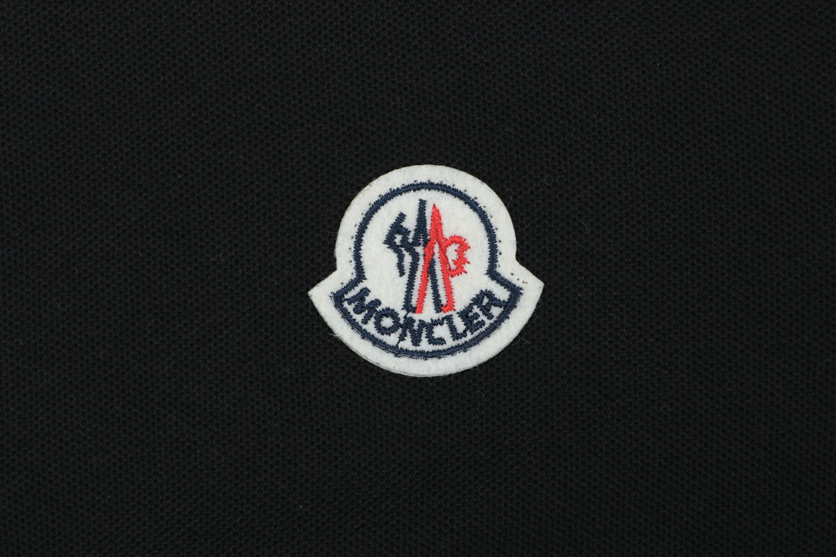 Moncler Black & Red Tipped Collar Polo Shirt – Black