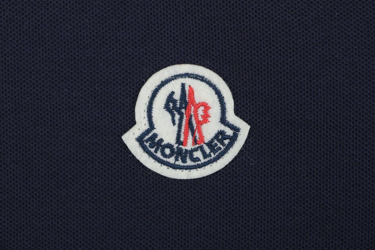 Moncler Black & Red Tipped Collar Polo Shirt – Navy