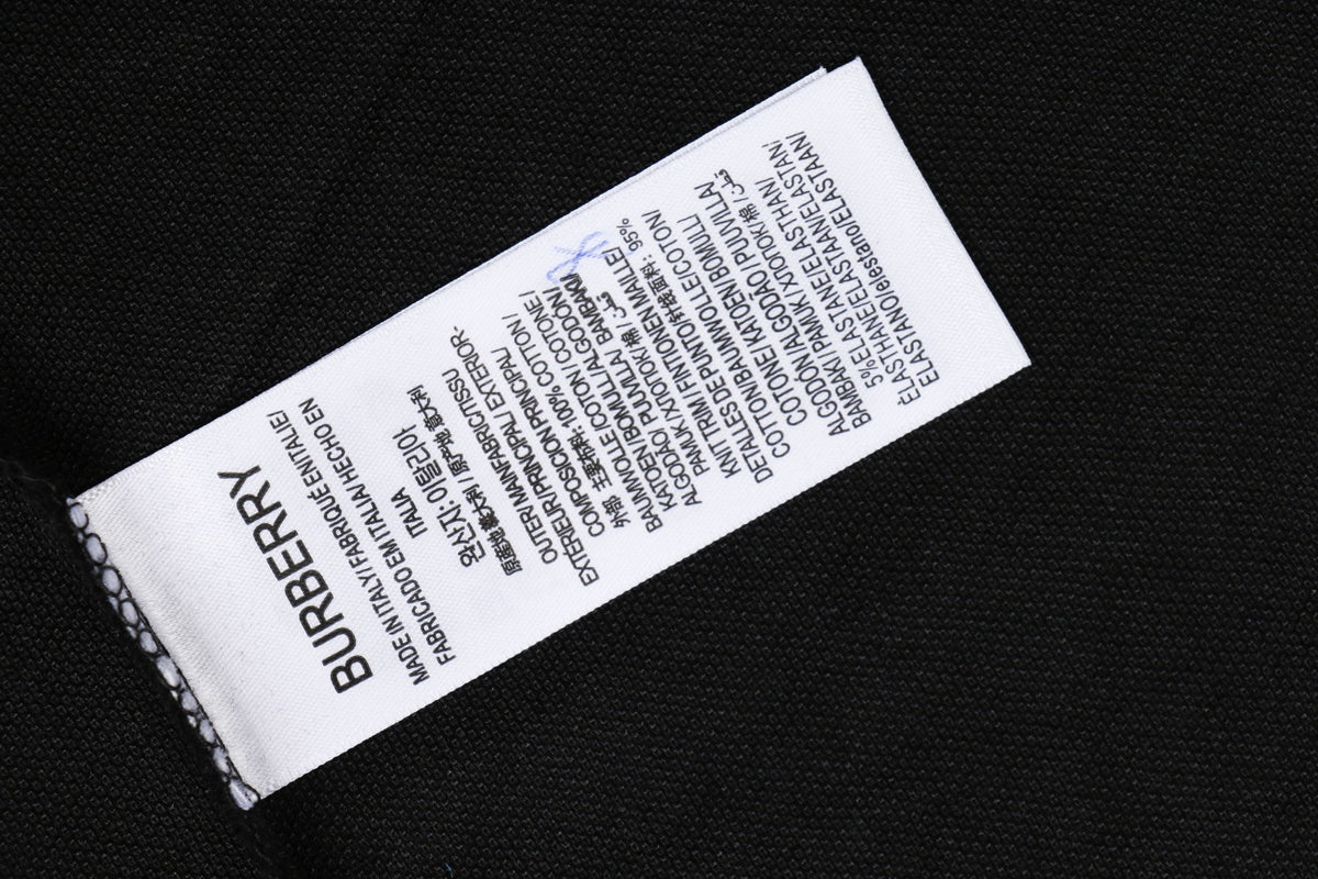 Burberry Tartan Equestrian Knight Embroidered Polo Shirt – Black
