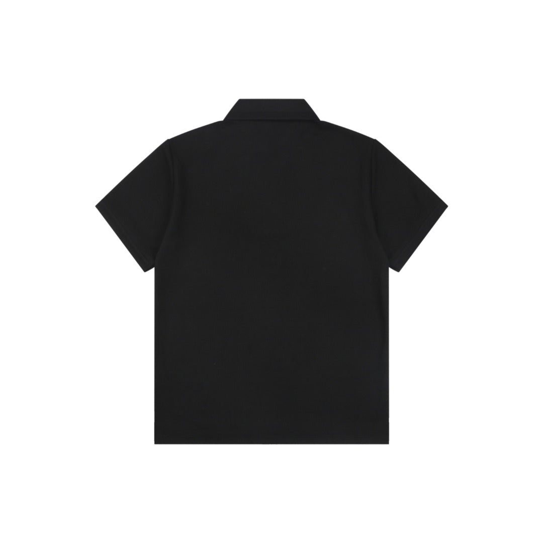 Burberry Tartan Equestrian Knight Embroidered Polo Shirt – Black