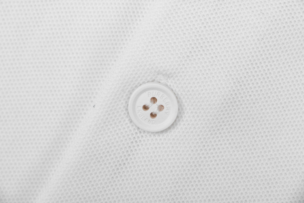 Burberry Tartan Equestrian Knight Embroidered Polo Shirt – White