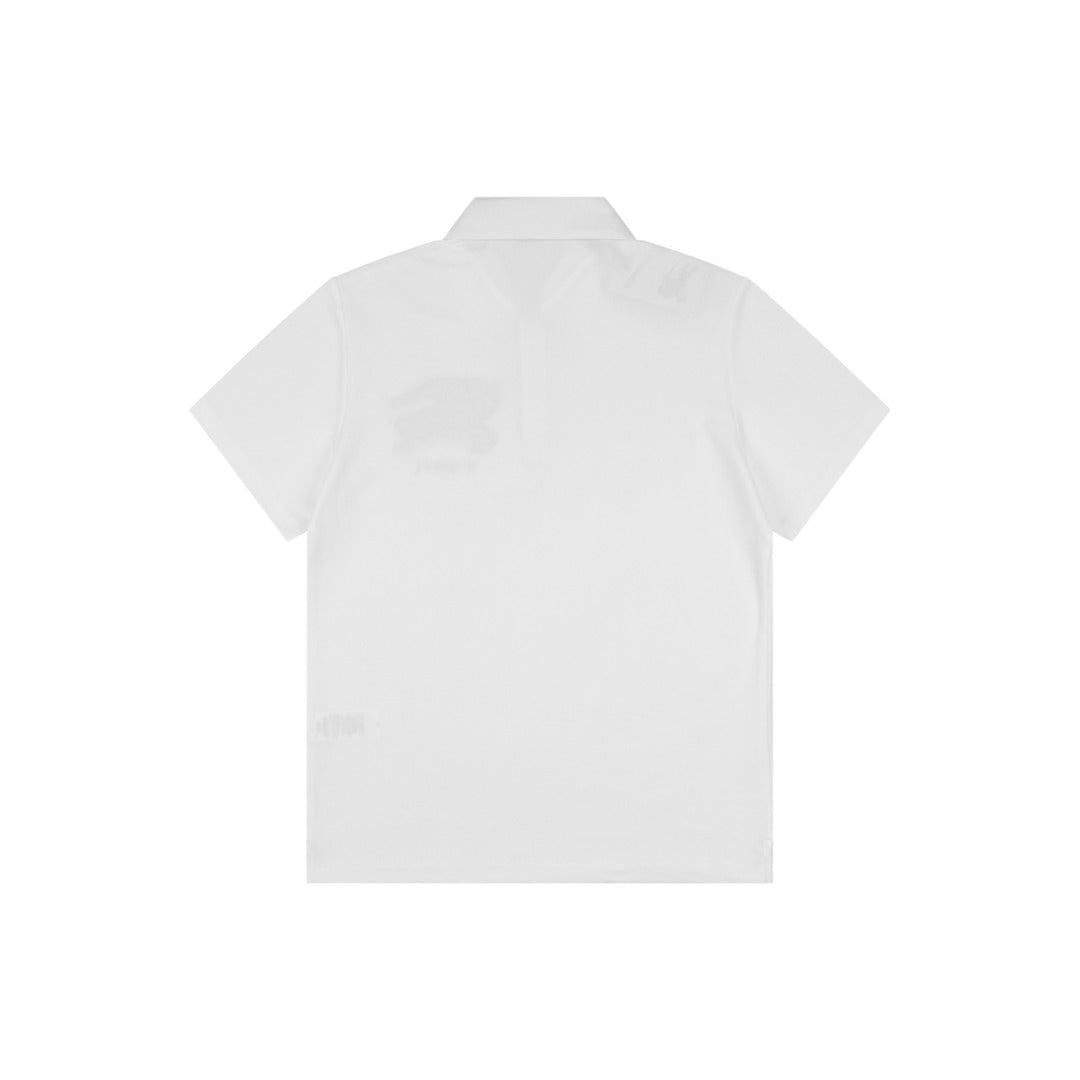 Burberry Tartan Equestrian Knight Embroidered Polo Shirt – White