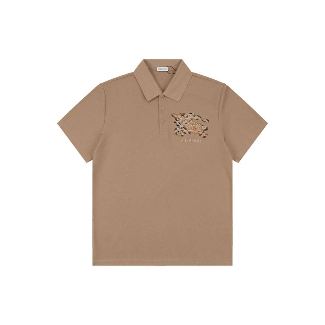 Burberry Tartan Equestrian Knight Embroidered Polo Shirt – Khaki