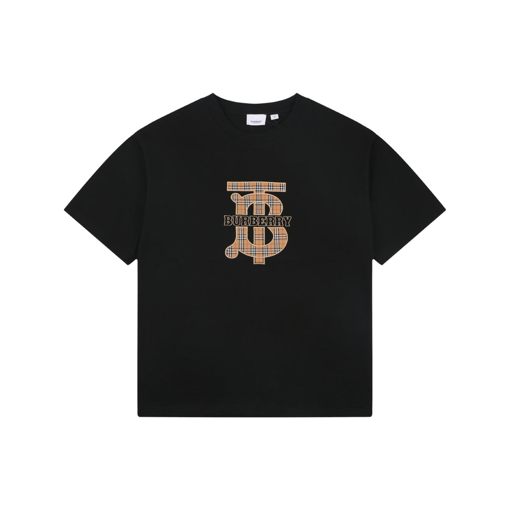 Burberry Tartan TB Monogram Oversized Short-Sleeve T-Shirt – Black