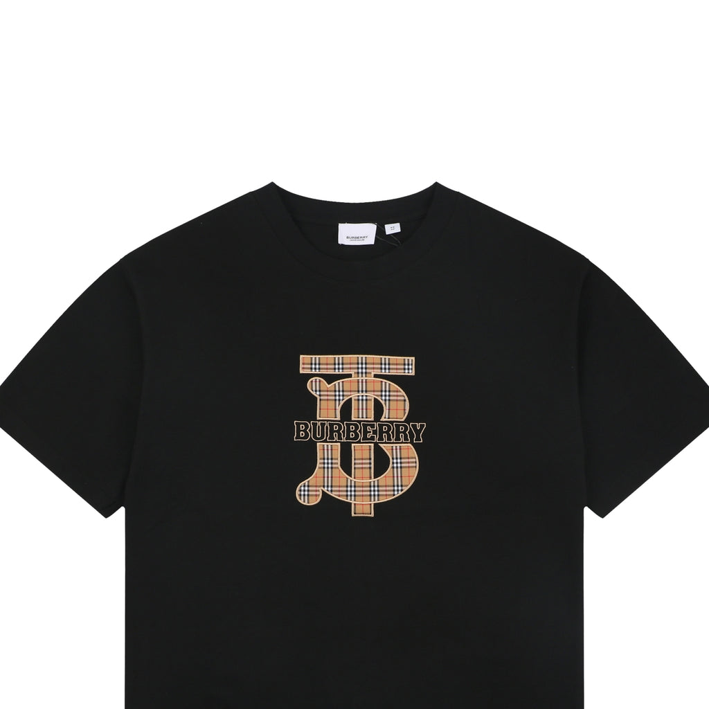 Burberry Tartan TB Monogram Oversized Short-Sleeve T-Shirt – Black