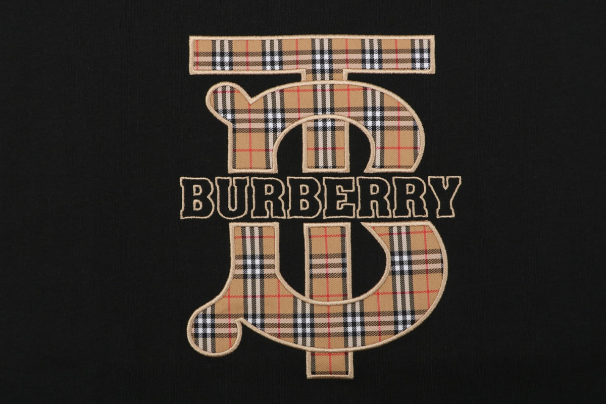 Burberry Tartan TB Monogram Oversized Short-Sleeve T-Shirt – Black