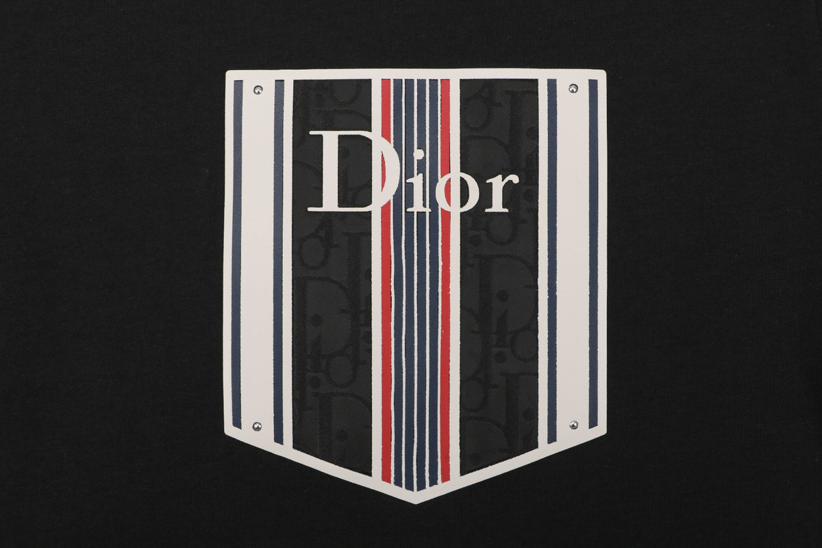 Dior Striped Faux Pocket Short-Sleeve T-Shirt – Black